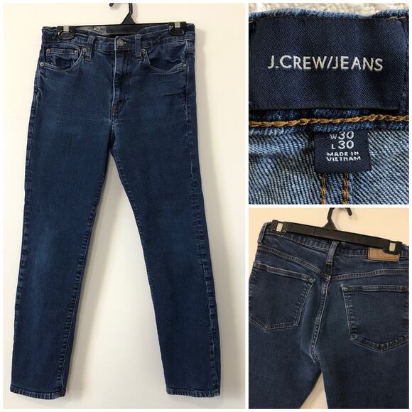 J.Crew Dark Wash Slim Straight Jeans W30 L30 Mide Rise Stretch Quiet Luxury - Picture 1 of 11